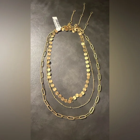 Madewell Gold Disc and Chain Necklace Trio Set - Picture 3 of 4
